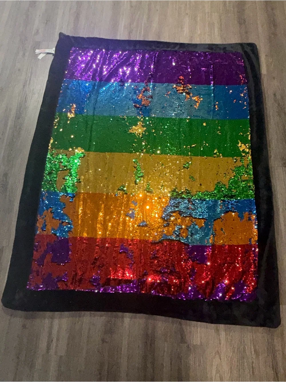 Disney Parks Rainbow Pride Castle Reversible Sequin Throw Blanket Fleece Firewor